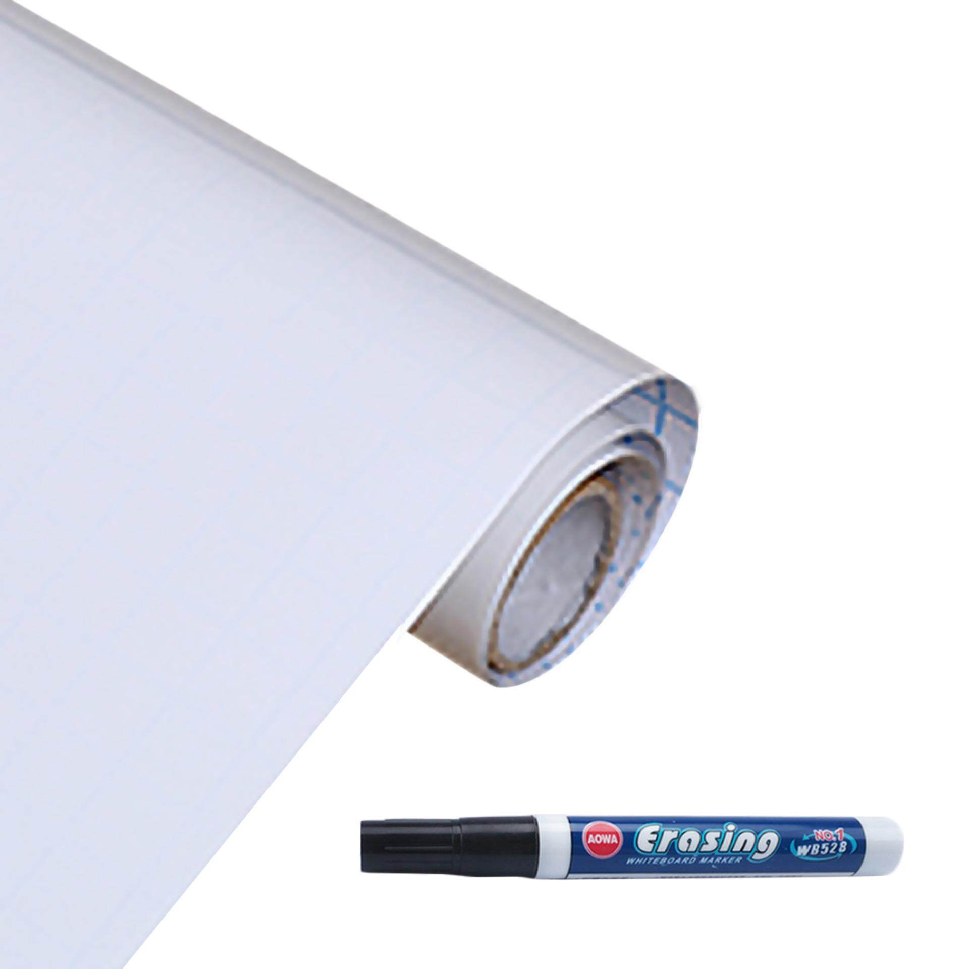 45 x 200cm Extra Large Self-Adhesive Whiteboard Wall Decal Sticker Paper Board With Marking Pen for Kids Office School Home (White)
