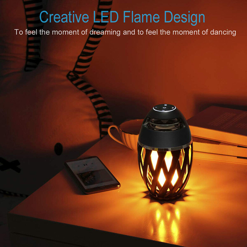 Qilmili Outdoor Bluetooth Speakers Bluetooth Led Flame Speaker IPX5 Waterproof Flame Torch Atmosphere Speaker Flame Lamp Gifts for Men Women Decorations for Party Garden Home Patio Flame Atmosphere La